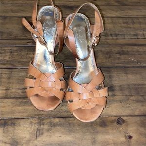 Tan high heel sandal